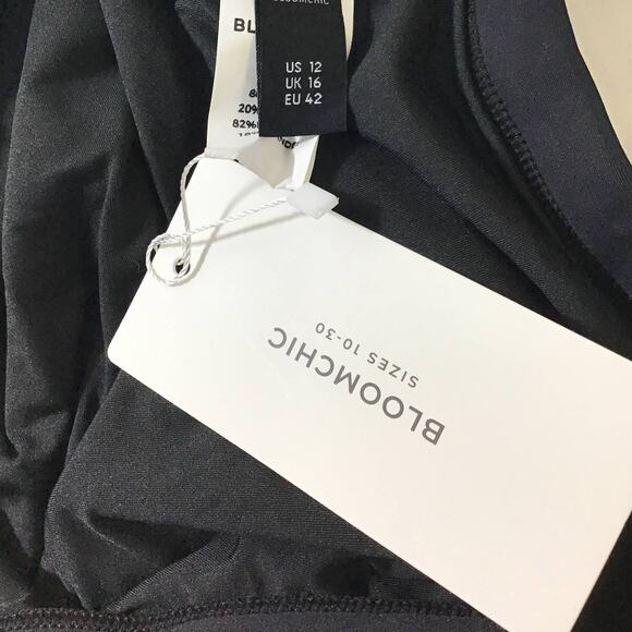 BLOOMCHIC 12 L black leopard print belted buckle high waist swim bottom NWT B92 - Picture 6 of 8